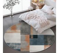 Générique Tapis Rond Élégance Abstraite Blocs De Couleur 60 cm, Lavable en Machine pour Salon Antidérapant Imprimé pour Salle à Manger, Chambre d’Enfant Nurserie, Bleu Gris