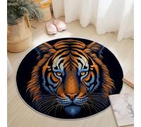 Générique Tapis Rond en Flanelle à Poils Ras Noir- Lavable et Pliable Photographie Minimaliste Tigre Animalière Imprimé Décoratif Tapis Résistant pour Salon Chambre Balcon, 100 cm