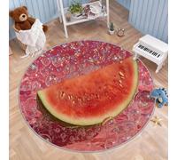 Générique Tapis Rond Été Rêveur Antidérapant à Poils Courts - Tapis Fruit, Pastèque Lavable Machine Garçons Filles pour Salon Chambre Salle à Manger Nursery Dortoir Enfants 80 cm