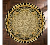 Générique Tapis Rond,Feuille contemporaine imprimé léopard Moderne, Jaune Moutarde, ø 70 cm, Personnalisable Tapis Entree Interieur Meuble Chaussure Cuisine déco,