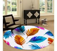 Générique Tapis Rond Feuilles Tropicales À L'Aquarelle 160 cm, Tapis de Salon Antidérapant Lavable en Machine à Poil Doux Minimalisme pour Entrée Chambre à Coucher Salle à Manger