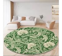 Générique Tapis Rond Flanelle, Fleurs Rétro De William Morris imprimé antidérapant Pliable à Poils Ras, décoration de la Maison, 100 cm Balcon Jardin Salon et Salle à Manger Vert Clair