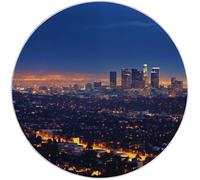 Générique Tapis Rond Flanelle, Paysage Nocturne De New York imprimé antidérapant Pliable à Poils Ras, décoration de la Maison, 90 cm Balcon Jardin Salon et Salle à Manger Bleu Foncé