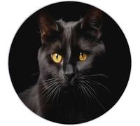 Générique Tapis Rond Flanelle, Photographie Simple De Chat Animalier imprimé antidérapant Pliable à Poils Ras, décoration de la Maison, 150 cm Balcon Jardin Salon et Salle à Manger Noir