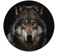 Générique Tapis Rond Flanelle, Portrait Animalier Minimaliste d'un Loup Gris imprimé antidérapant Pliable à Poils Ras, décoration de la Maison, 160 cm Balcon Jardin Salon et Salle à Manger Noir