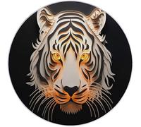 Générique Tapis Rond Flanelle, Tigre en Papier Découpé Simple imprimé antidérapant Pliable à Poils Ras, décoration de la Maison, 100 cm Balcon Jardin Salon et Salle à Manger Noir