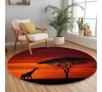 Générique Tapis Rond Girafe Désert Africain Douce 200 cm, Tapis Circulaire Paysage Naturel Imprimé Antidérapant Lavable en Machine Descente de lit Décoration pour Salon Salle à Manger Bureau Cuisine