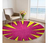 Générique Tapis Rond Graffiti 160 cm et Moquette Ronde Salon, Design Anime Géométrie Pois, Tapis Circulaire Antidérapant et Doux, Idéal pour Décoration Chambre et Salle à Manger, Rose Jaune