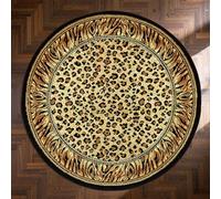 Générique Tapis Rond,Imprimé léopard Moderne Noir, Orange, ø 160 cm, Personnalisable Tapis Fauteuil Pouf Salon Décoration Chambre Adulte ou Ado,