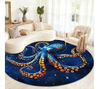 Générique Tapis Rond Lavable 3D pour Chambre à Coucher, Salon, Bureau, Table Basse, Motif Monstres Marins - 150 cm