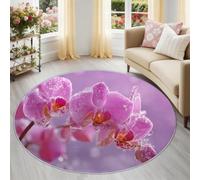 Générique Tapis Rond Lavable 60 cm- Motif Minimaliste Moderne Orchidée Cristaux De Glace - Antidérapant - Tapis Moderne pour Salon Chambre Cuisine Groupe Sophistiqué, Violet