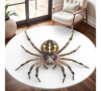Générique Tapis Rond Lavable en Machine AraignéE Animale Décoration de Chambre pour Adultes et Enfants, Blanc Antidérapant Doux Poils Ras Grand Tapis Rond de Salon, 200cm Circulaire