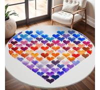 Générique Tapis Rond Lavable en Machine Art de l'amour Romantique Décoration de Chambre pour Adultes et Enfants, Coloré Antidérapant Doux Poils Ras Grand Tapis Rond de Salon, 180cm Circulaire