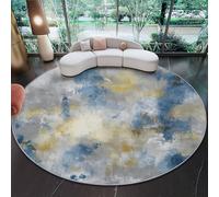 Générique Tapis Rond Lavable en Machine, Bleu Gris Antidérapant Flanelle Tapis avec Abstrait Fond Tie Dye Motif - 60 cm Moquette Interieur Facile d'entretien pour Salon Chambre Coucher Salle à Manger