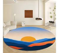 Générique Tapis Rond Lavable en Machine, Minimalisme Coucher Soleil Montagnes Tapis de Antidérapant Interieur pour Salon Chambre Cuisine Balcon Salle à Manger (Diamètre 140 cm - Couleur Impression)
