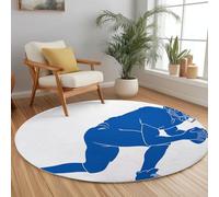 Générique Tapis Rond Lavable en Machine Silhouette De Joueur Russe, Impression Sports Interieur Anti Slip Chambre à Coucher Salon, Tapis d'Entrée Absorbant Antidérapant 150 cm