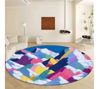 Générique Tapis Rond Minimalisme Montagnes Abstraites, Tapis Couleur Lavable en Machine Diamètre 80 cm Moquette Imprimé Antidérapant - Moquette Doux Poil Court pour Salon Chambre Nurserie