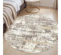 Générique Tapis Rond,Moderne Gris Blanc Abstrait, Jaune, ø 160 cm, Personnalisable Tapis Fauteuil Pouf Salon Décoration Chambre Adulte ou Ado,