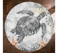 Générique Tapis Rond, Moderne représentant Une Tortue de mer, Motif Animal Marin, Gris, ø 160 cm, Personnalisable Tapis Fauteuil Pouf Salon Décoration Chambre Adulte ou Ado,