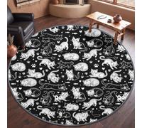 Générique Tapis Rond Moelleux de Salon Chat Mignon Adaptés à la Chambre à Coucher des Enfants décor à la Maison de la Chambre à Coucher décoration intérieure Tapis Rond Ultra Doux Animal Print 80 cm