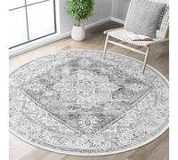 Générique Tapis Rond,Motif Floral Oriental Vintage, Gris, ø 160 cm, Personnalisable Tapis Fauteuil Pouf Salon Décoration Chambre Adulte ou Ado,