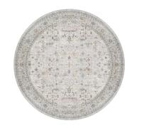 Générique Tapis Rond,Motif Oriental Vintage, Gris Clair, ø 160 cm, Personnalisable Tapis Fauteuil Pouf Salon Décoration Chambre Adulte ou Ado,