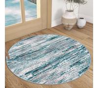 Générique Tapis Rond,Motif Shabby Chic Abstrait Moderne, Bleu Sarcelle, ø 160 cm, Personnalisable Tapis Fauteuil Pouf Salon Décoration Chambre Adulte ou Ado,