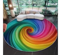 Générique Tapis Rond Multicolore 160 cm Tapis À Poils Courts Lavable, Antidérapant Tapis Salon Et Moderne Élégant Arc De Couleurs Tourbillon pour Entrée Intérieur, Chambre, Cuisine, Chambre d'enfant