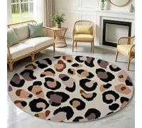 Générique Tapis Rond Multicolore 180cm, Tapis Salon Lavable | Tapis doux poil ras avec motif Moderne Léopard, dessous antidérapant, pour Chambre, chambre d'enfant et salle de bains