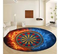 Générique Tapis Rond Multicolore Lavable en Machine, Tapis Fluffy Poil Ras Antidérapant - Moquette Doux Microfibre Feu Et Glace Cible Fléchettes pour Salon Chambre à Coucher Cuisine Diamètre 100 cm