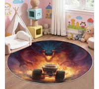 Générique Tapis Rond Multicolore, Motif Dragon Fantastique Et Camion, Tapis d'Appoint Lavable et Antidérapant pour Hommes Chambre et Balcon
