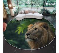 Générique Tapis Rond Natur Tiere Löwe avec Envers antidérapant et Lavable pour Chambre à Coucher, Salon, Chambre d'enfant, Chambre d'enfant - Braun -