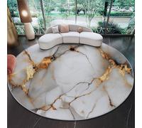 Générique Tapis Rond Or Gris 150 cm Tapis À Poils Courts Lavable, Doux Antidérapant Tapis Salon Et Exquis Lignes Décoration Impression Marbre pour Entrée Intérieur, Chambre, Cuisine, Chambre d'enfant