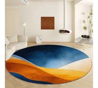 Générique Tapis Rond Orange Lavable en Machine, Tapis Fluffy Poil Ras Antidérapant - Moquette Doux Microfibre Style Rêve Formes Abstraites pour Salon Chambre à Coucher Cuisine Diamètre 80 cm