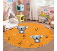 Générique Tapis Rond Orange, Motif Dessin Animé Koala Abeille, Tapis Lavable en Machine et Antidérapant pour Enfants Chambre et Entrée