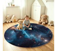 Générique Tapis Rond Poils Ras, Impression 3D Univers Nébuleuse Étoiles Tapis de Sol Décoration Antidérapant Espace pour Salon Chambre à Coucher Cuisine Bureau Hôtel Intérieur (60 cm, Bleu)