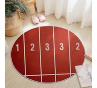 Générique Tapis Rond Poils Ras, Impression des Chiffres Minimalistes Un Défilé Salon Tapis de Couloir, Chambre Décor Tapis Antidérapant, pour Coucher Bureau Hôtel 160 cm, Rouge