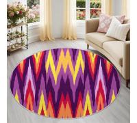 Générique Tapis Rond Rouge, Imprimé Minimaliste Moderne Chevrons Blocs De Couleur, Tapis Doux à Poils Courts pour Chambre d'enfant et Salle de Jeux, Employés De Bureau