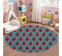 Générique Tapis Rond Rouge, Motif Forme De Cœur Flammes 3D, Tapis Lavable et Antidérapant pour Jeunes Chambre et Nurserie