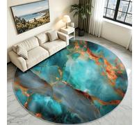 Générique Tapis Rond Salon 120cm Motif Marbre Sable Doré | Moderne Luxe Antidérapant en Flanelle Douce, Tapis Circulaire pour Chambre, cuisine et salle de bain
