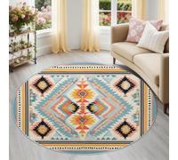 Générique Tapis Rond Salon 180 cm - Tapis Imprimé Bohème Ethnique | Lavable Machine Moquette Antidérapante Poil Bas Doux, Géométrique Zigzag Taches Tapis pour Salon Chambre, Multicolore