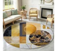 Générique Tapis Rond Salon 60cm Losange Texture Marbre | Moderne Luxe Antidérapant en Flanelle Douce, Tapis Circulaire pour Chambre, cuisine et salle de bain