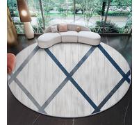 Générique Tapis Rond Salon 90 cm - Imprimé Minimalisme Géométrie Lignes Antidérapant Flanelle Douce Rond Tapis de Sol Décoration, Circulaire pour Salon Chambre Cuisine Bureau Couloir, Blanc