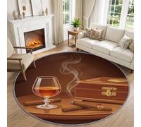Générique Tapis Rond Salon Américain Rétro Antidérapant Lavable