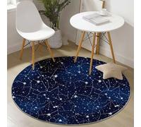 Générique Tapis Rond Salon Décoratif 60 cm, Galaxie Constellations Motifs Célestes Thème Antidérapant Machine Tapis Ronds, Convient pour Chambre Cuisine Balcon Terrasse Salle à Manger, Bleu Foncé