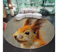 Générique Tapis Rond Salon Dessin Animé Animal Écureuil Portrait - 150 cm Orange Tapis de Sol Décoration Antidérapant Lavable Doux pour Salon Chambre Cuisine Balcon Terrasse Salle à Manger Intérieur