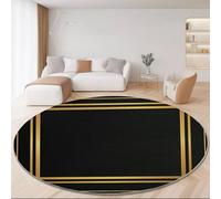 Générique Tapis Rond Salon, Minimalisme Art Déco Géométrie Tapis de Sol Décoration Antidérapant pour Salon Chambre Cuisine Balcon Terrasse Salle à Manger Intérieur (180 cm Rond,Noir)