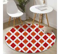 Générique Tapis Rond Salon, Minimalisme Géométrie Losange Imprimé Tapis de Sol Décoration Antidérapant pour Salon Chambre Cuisine Balcon Terrasse Salle à Manger (150 cm Rond,Rouge Et Blanc)