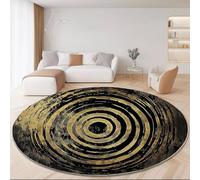 Générique Tapis Rond Salon, Moderne Imprime Minimalisme Abstraction Géométrie Tapis de Sol Décoration Antidérapant pour Salon Chambre Cuisine Balcon Terrasse Salle à Manger (160 cm Rond,Noir)