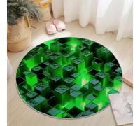 Générique Tapis Rond Salon, Technologie du Futur Effets Lumineux Néon Imprimé Tapis de Sol Décoration Antidérapant pour Salon Chambre Cuisine Balcon Terrasse Salle à Manger (100 cm Rond,Vert Fluo)